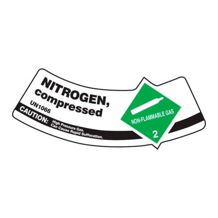 Accuform Accuform Gas Cylinder Shoulder Label, Nitrogen Compressed, Dura-Vinyl, Each MCSLNIGXVE